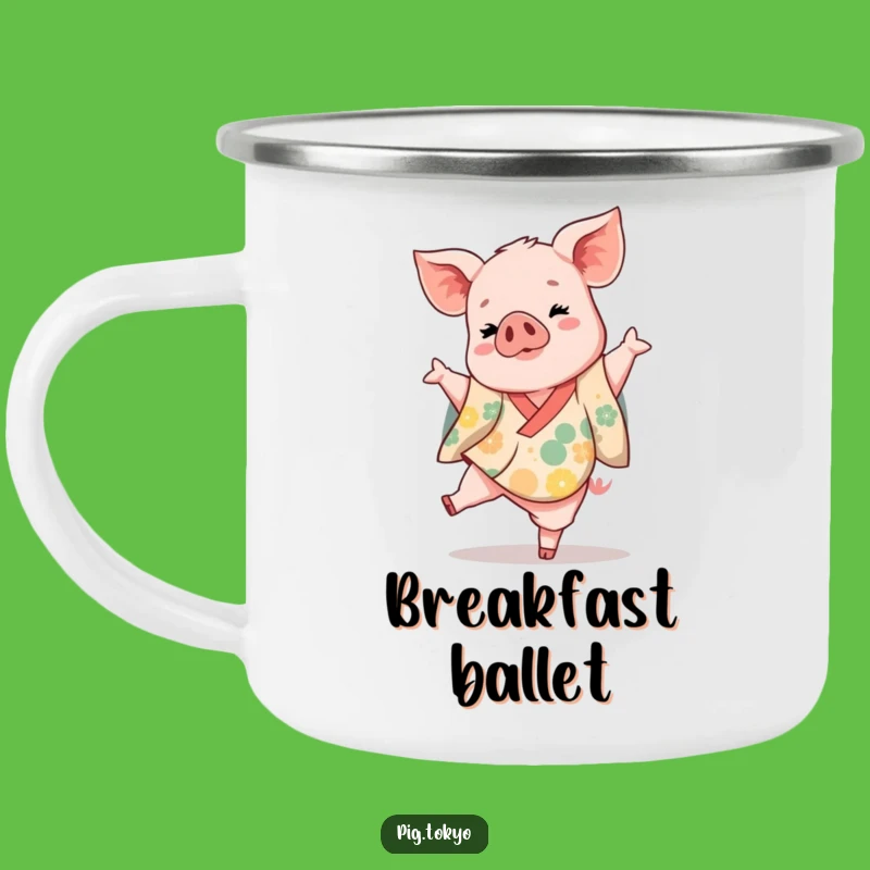 Funny Piglet Dancer Camping Mug: Trailside Grace, Adorable Funny Gift
