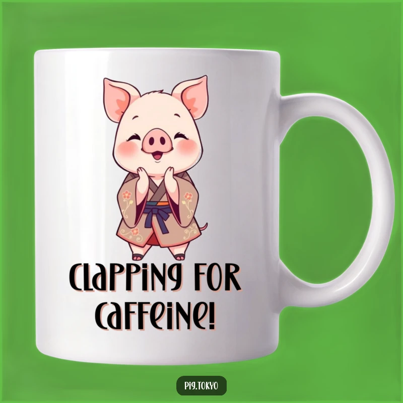 Funny Clapping Piglet Kimono Mug: A Hilarious Gift for Joyful Folks!