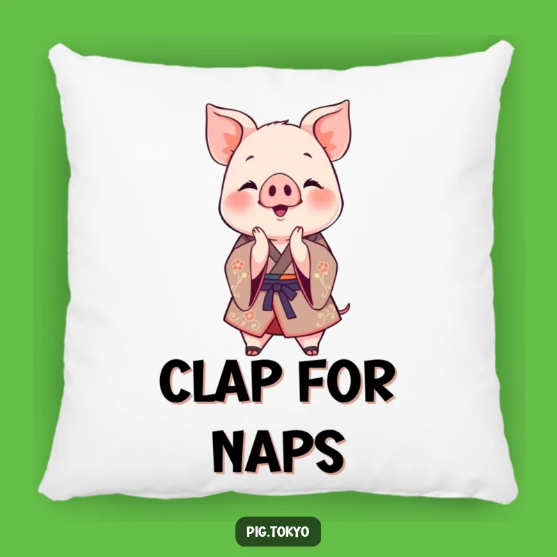 Funny Clapping Piglet Kimono Pillow: Cuddle Up with Joyful Paws!