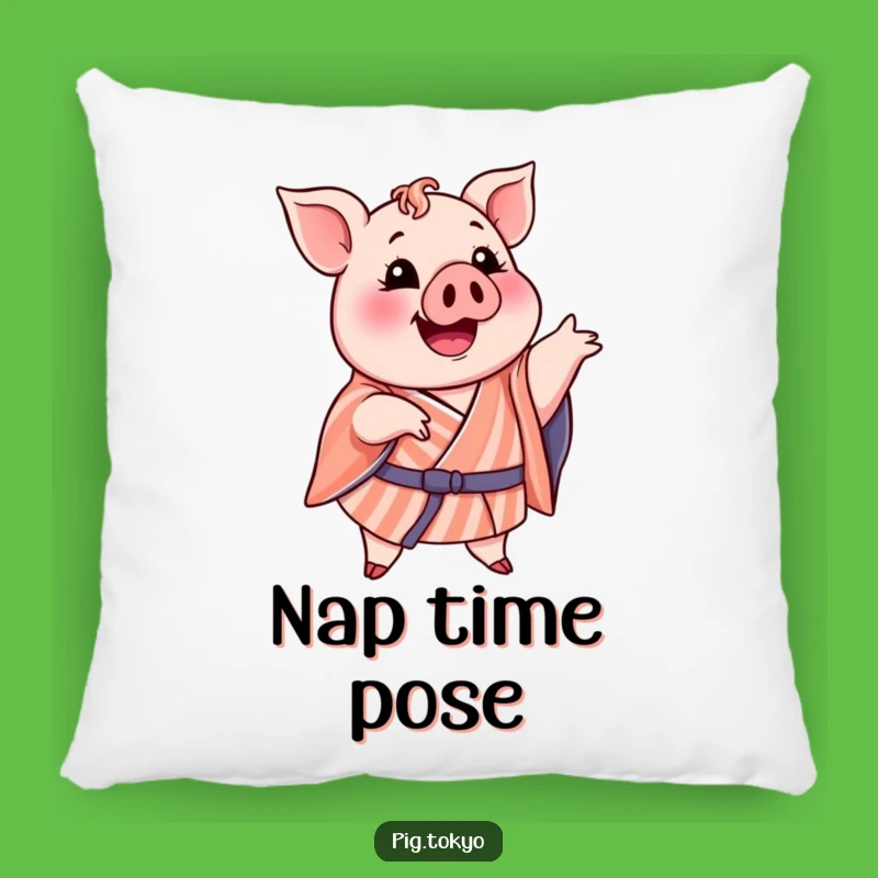 Funny Pig Striped Kimono Pillow: Plush Funny Pose, The Ultimate Comfy Gift!