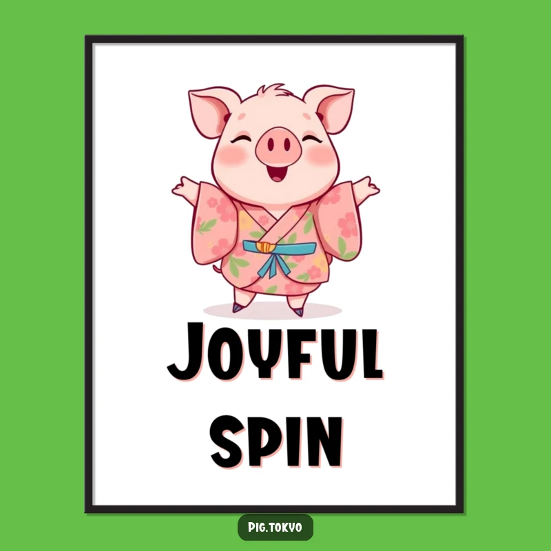 Funny Pig Floral Kimono Digital Art: Instant Happy Twirl, Perfect Printable Gift!