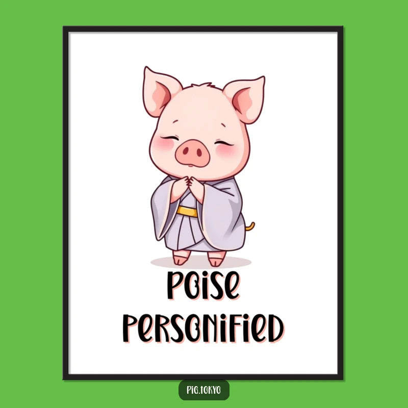 Funny Pig Kimono Digital Art: Instant Graceful Bow, Perfect Printable Gift!