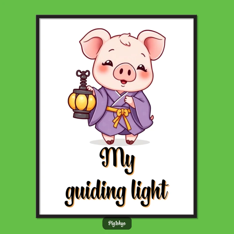 Funny Pig Purple Kimono Digital Print - Instant Zen & Humor Wall Art