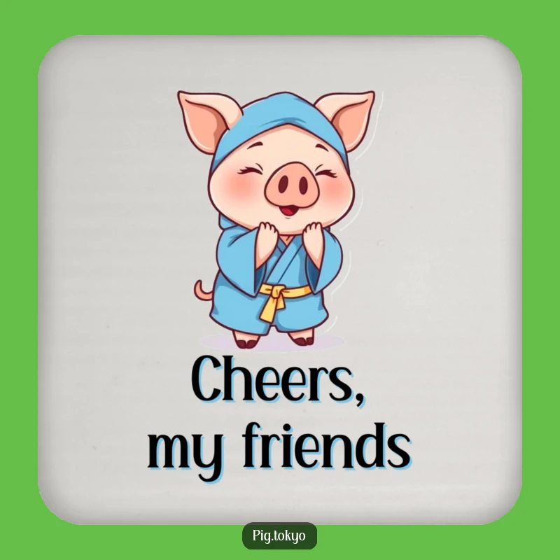 Funny Cheerful Pig Coaster Set: Polite Swine Protection, Gift