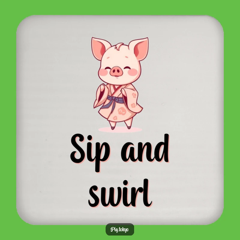 Funny Piglet Twirling Coaster: Protect Surfaces with Grace, Sweet Funny Gift