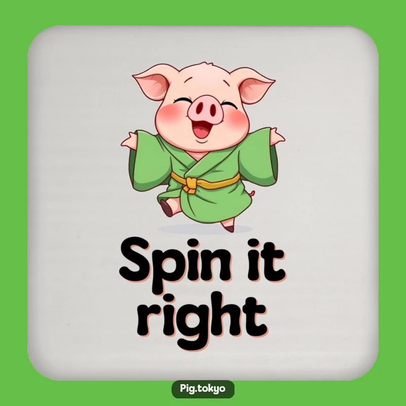 Funny Giggling Pig Green Robe Coaster - Protect Surfaces with Playful Humor
