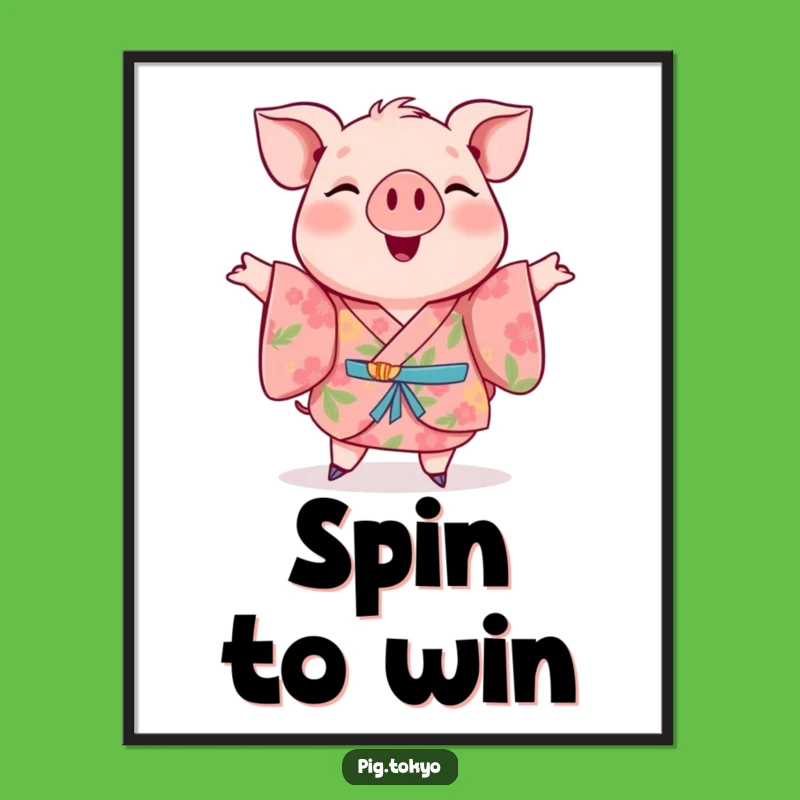 Funny Pig Floral Kimono Poster: Happy Twirl Art, Hilarious Cheerful Gift!