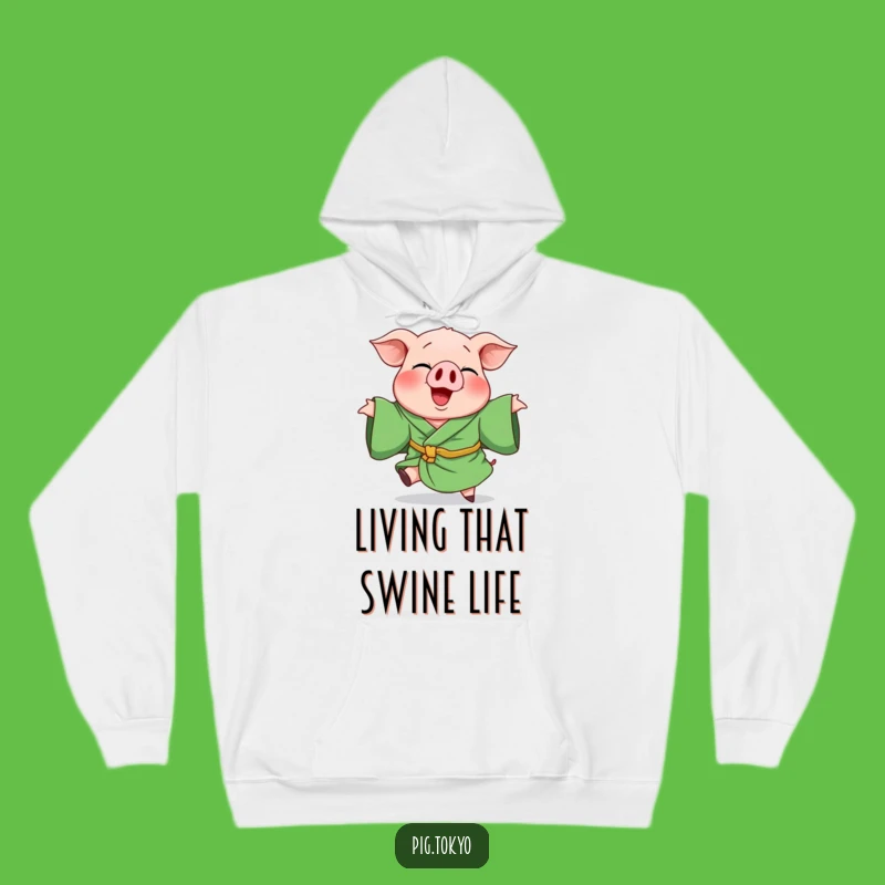 Cozy Funny Giggling Pig Green Robe Hoodie - Warm & Hilarious Winter Wear