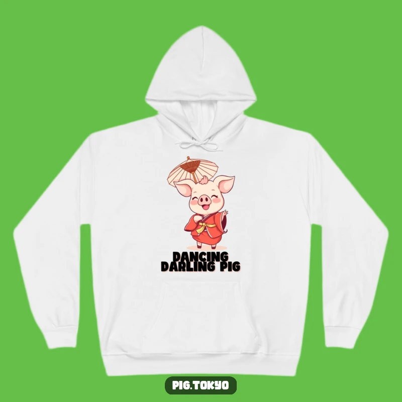 Funny Smiling Pig Dance Hoodie: Cozy Red Kimono Swine, Warm Gift Apparel