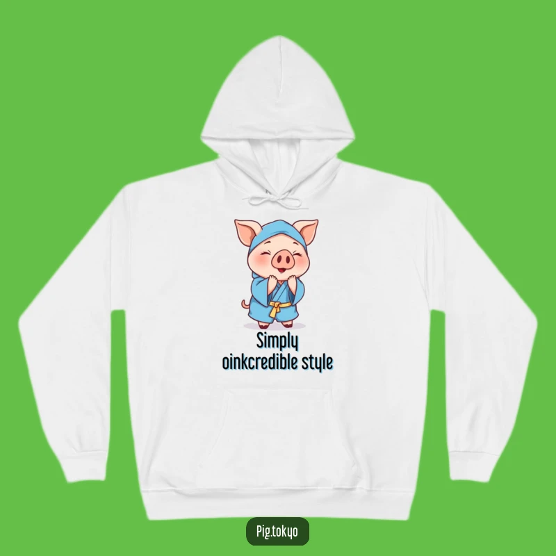 Funny Cheerful Pig Hoodie: Cozy Polite Swine, Warm Gift Apparel