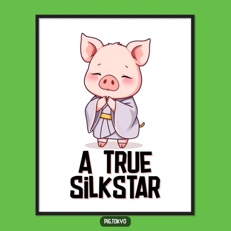 Free Printable Graceful Pig Kimono Wall Art - Elegant Bow Downloadable Decor