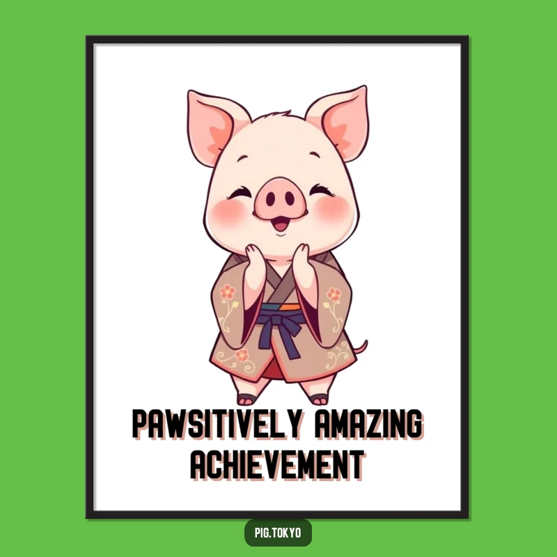 Free Printable Piglet Wall Art: Funny Kimono Clapping Downloadable