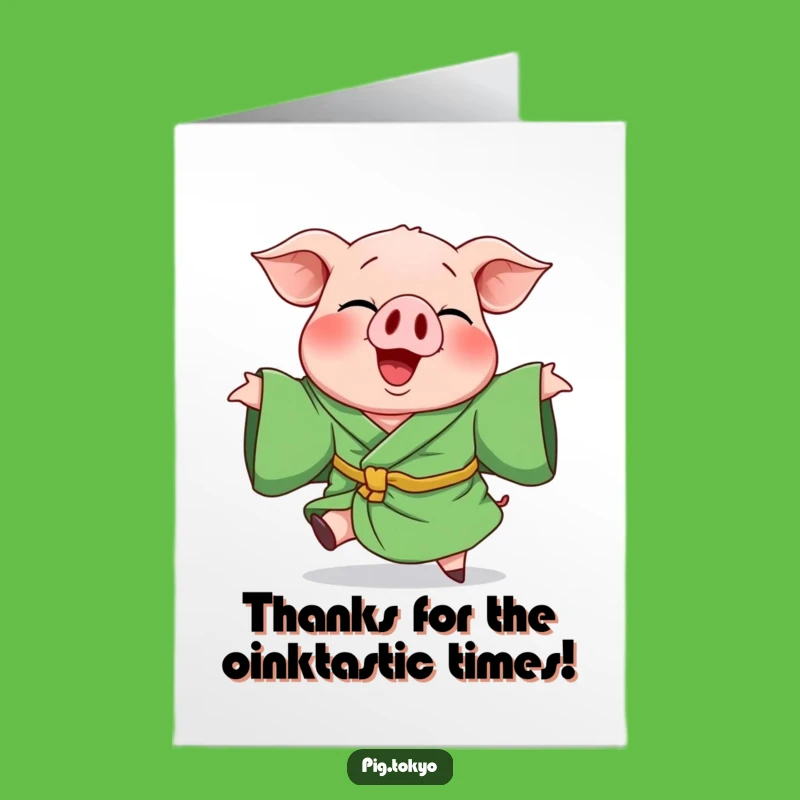 Free Printable Thank You Card: Giggling Pig Spin - Humorous Downloadable Gratitude