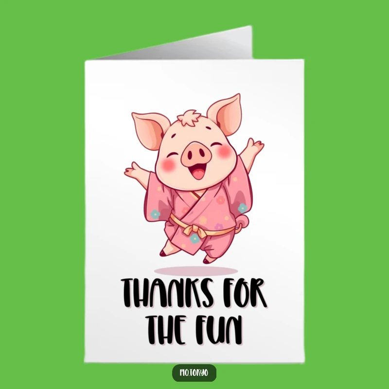 Free Printable Piggy Leap Thank You Card - Kimono Dancer Downloadable Gratitude