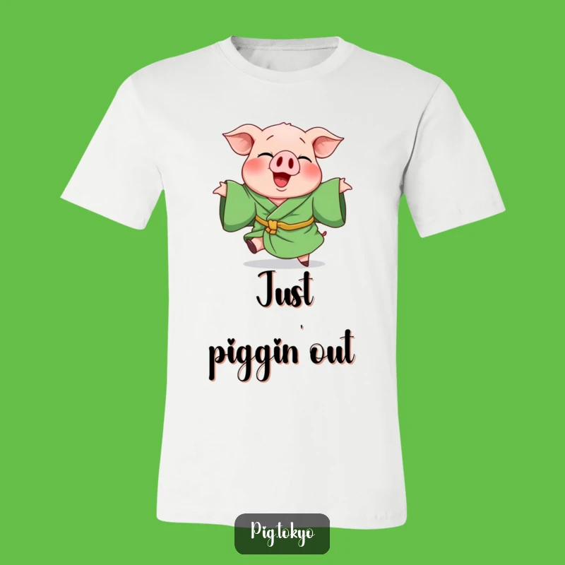 Funny Giggling Pig Green Robe T-Shirt - Hilarious Apparel for a Joyful Spin