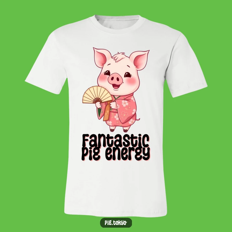 Funny Happy Pig Kimono T-Shirt: Floral Fan Swine, Hilarious Tee Gift