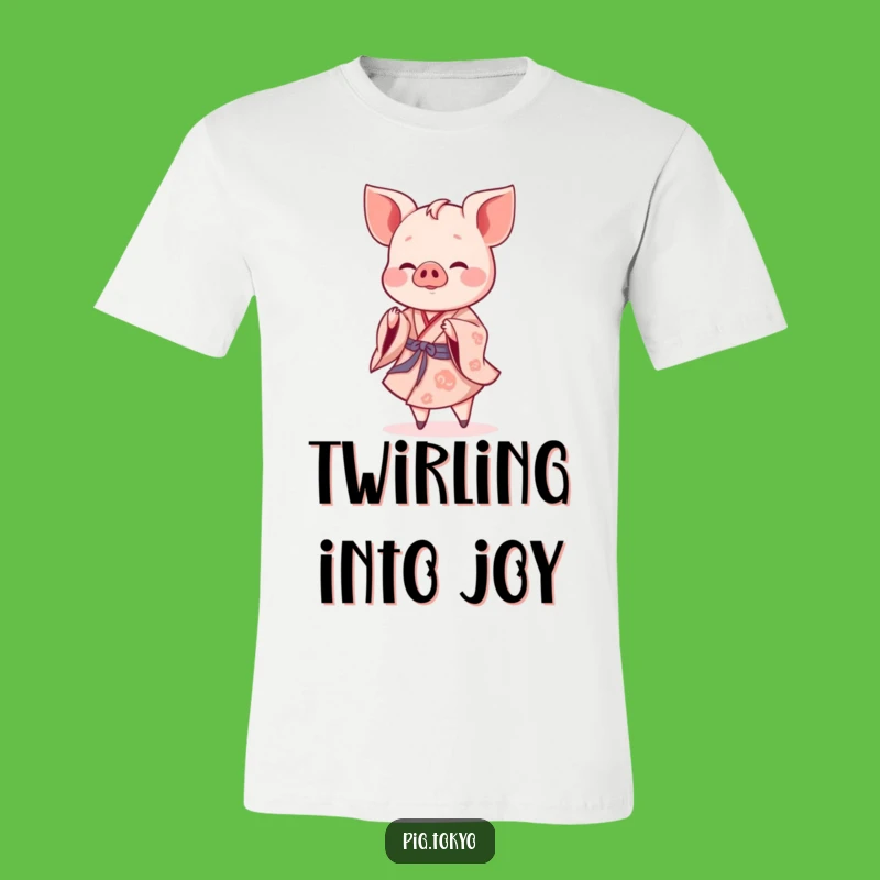 Funny Piglet Twirling T-Shirt: Gentle Kimono Dance, Ideal Funny Gift