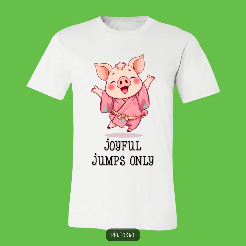 Funny Pig Kimono T-Shirt: Playful Leap Action, Great Gift for Animal Lovers!