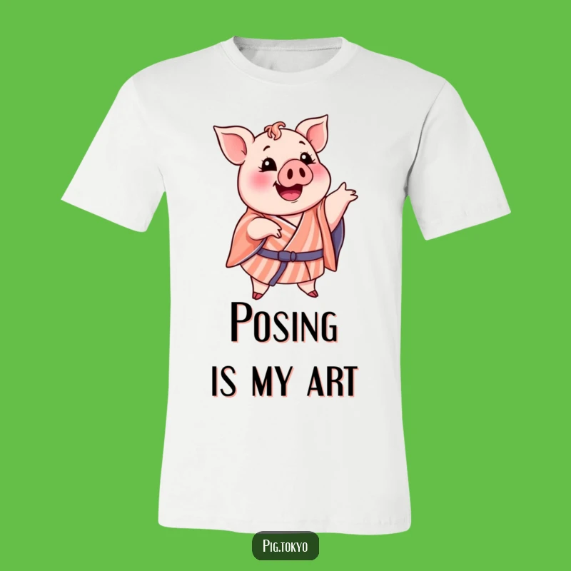 Funny Pig Striped Kimono T-Shirt: Hilarious Pose Action, Great Gift for Jokers!