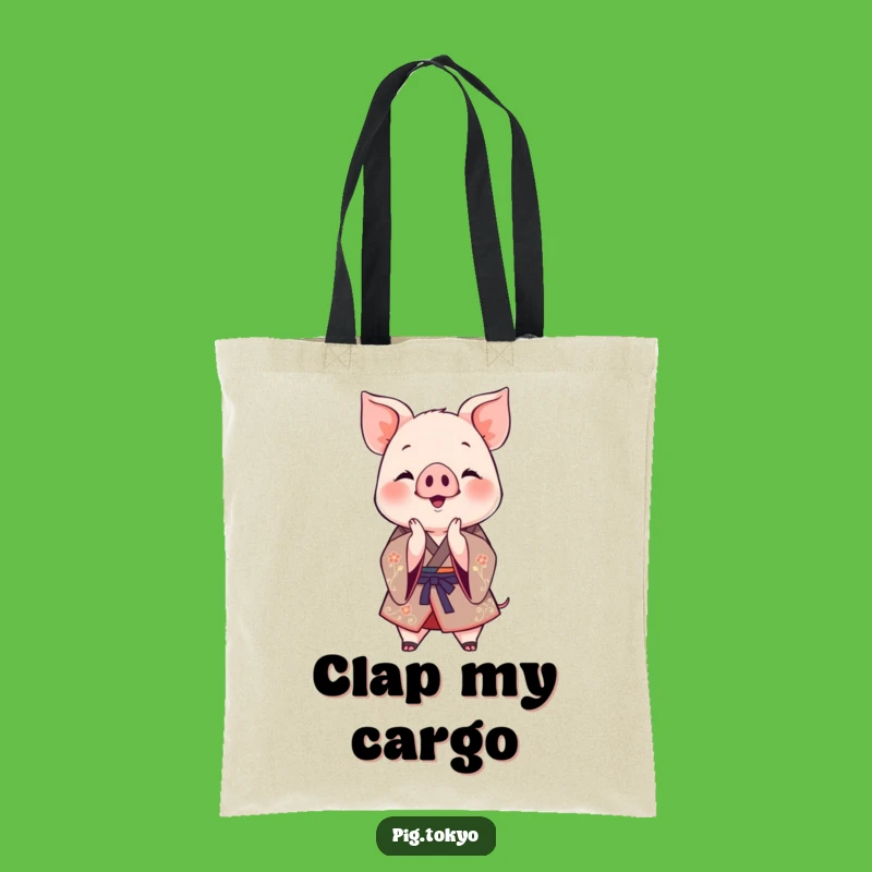 Funny Clapping Piglet Kimono Tote: Carry Your Applause Everywhere!